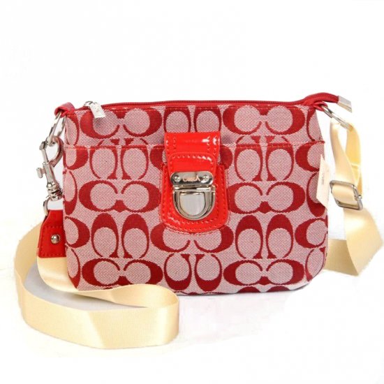 Coach Lock In Signature Small Red Crossbody Bags CFB Coach Lock In Signature Small Red Crossbody Bags CFB